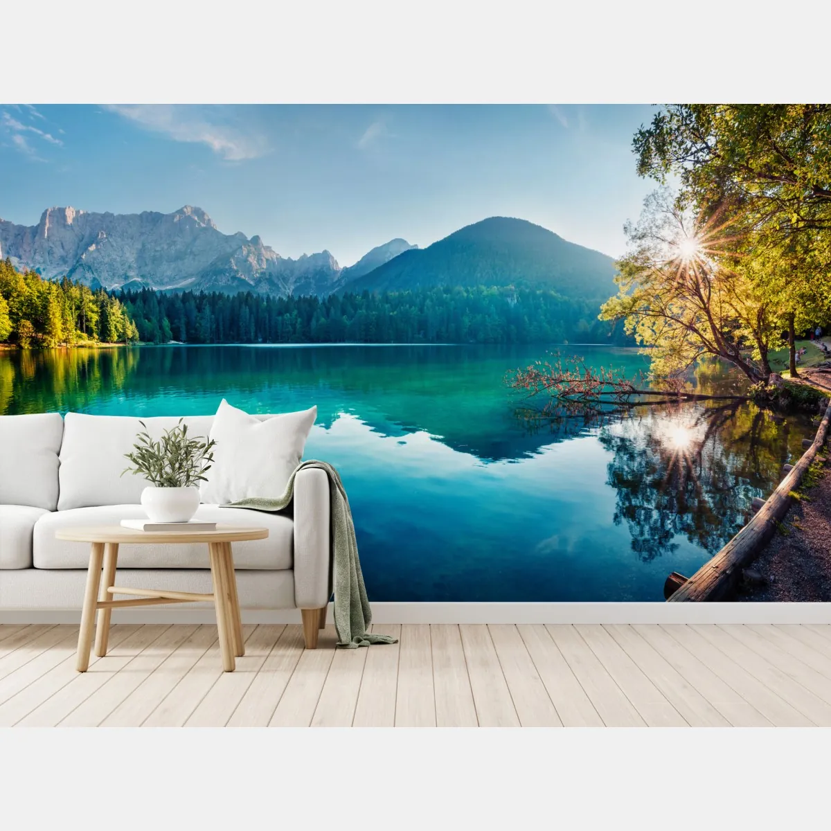 Fototapete sonniger Fusine see, Julische Alpen – Wallnifity®