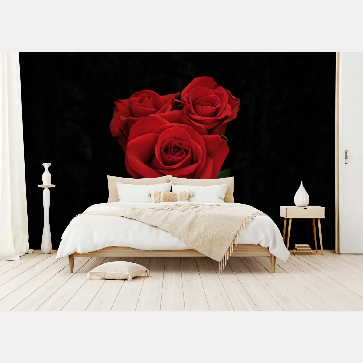 Fototapete rote rosen vor schwarzem hintergrund – Wallnifity®