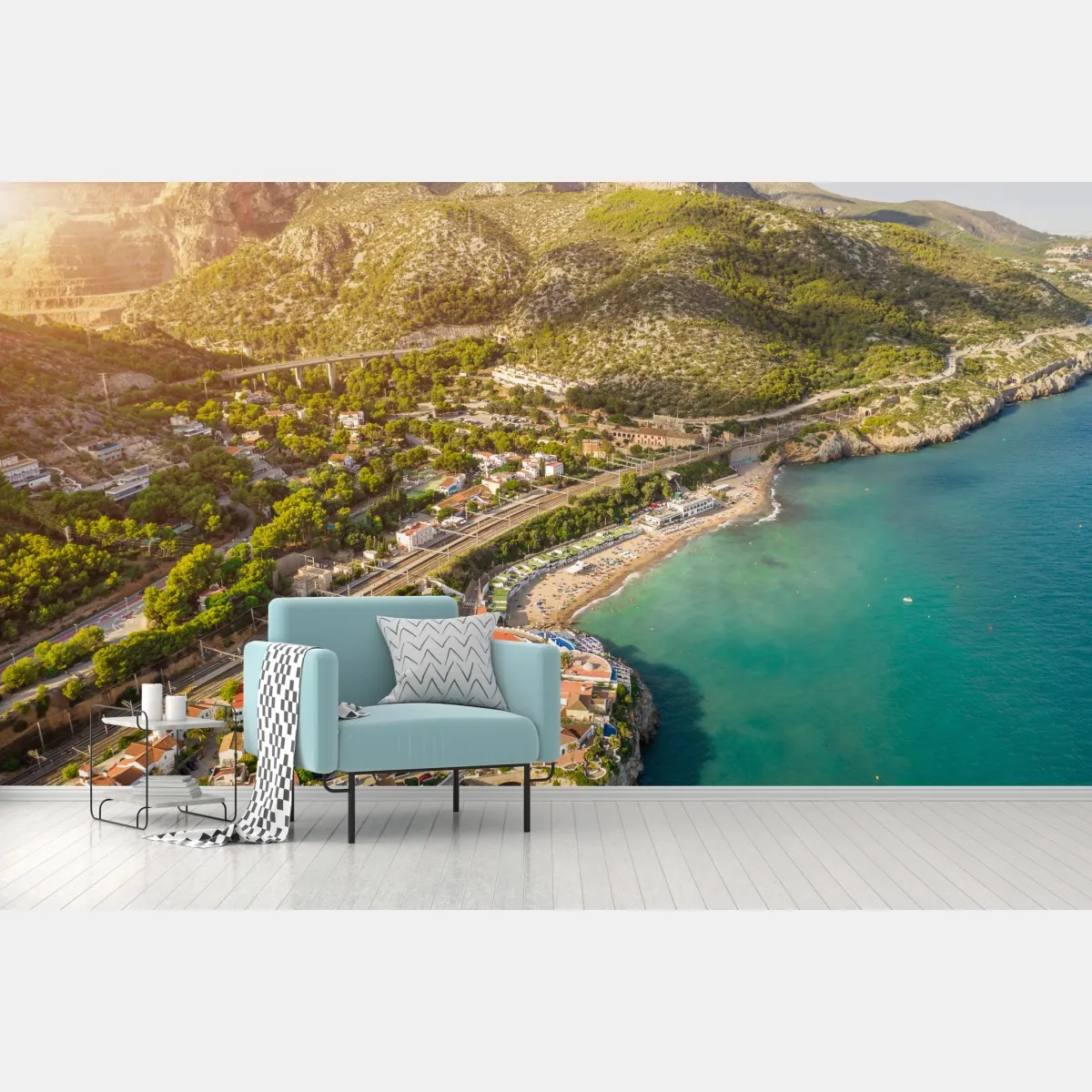 Fototapete türkise küstenlandschaft aus der vogelperspektive – Wallnifity®