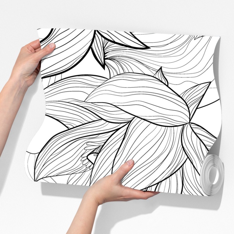 Fototapete zarte lotus-linienzeichnung – Wallnifity® Fototapete zarte lotus-linienzeichnung – Wallnifity®