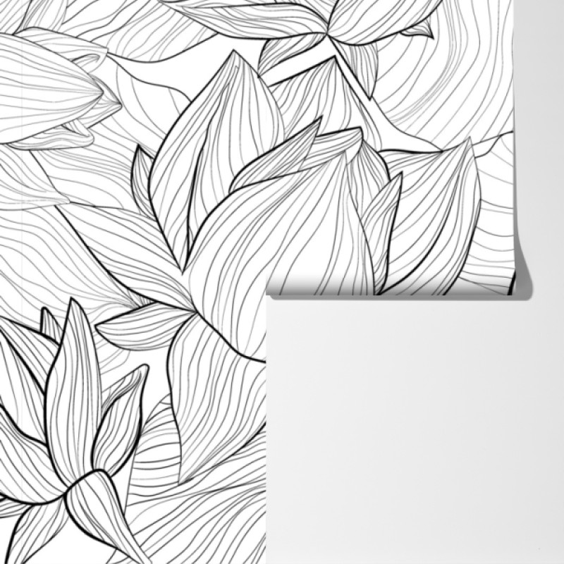Fototapete zarte lotus-linienzeichnung – Wallnifity® Fototapete zarte lotus-linienzeichnung – Wallnifity®