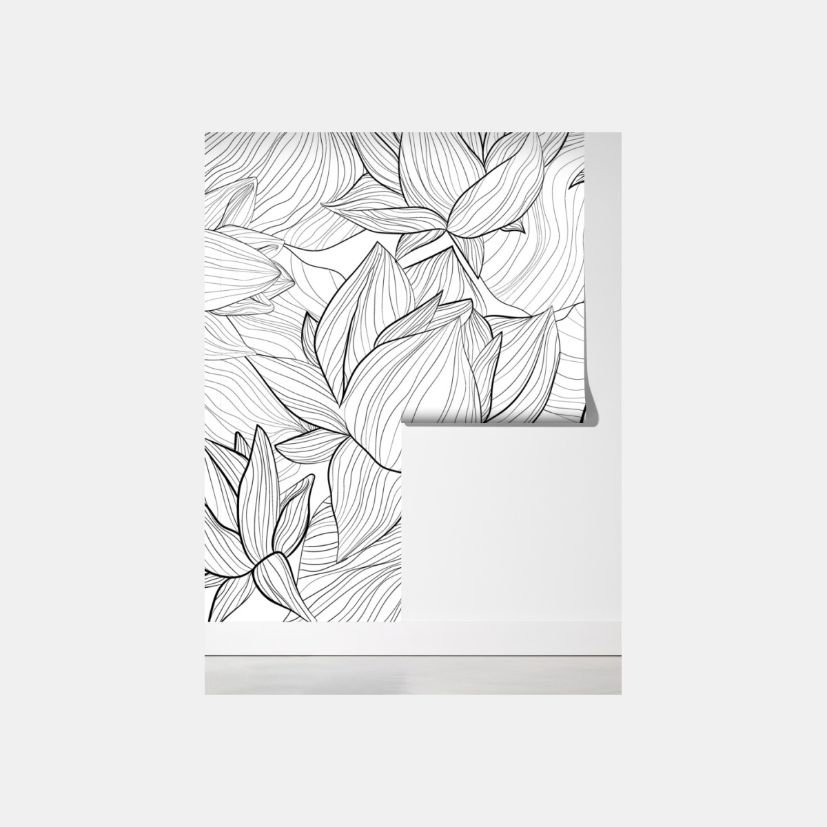 Fototapete zarte lotus-linienzeichnung – Wallnifity® Fototapete zarte lotus-linienzeichnung – Wallnifity®