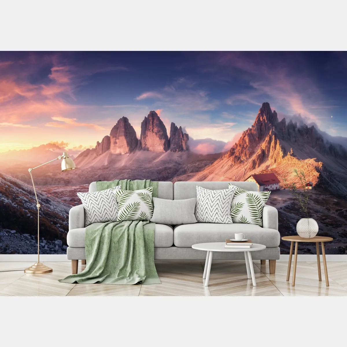 Fototapete sonnenaufgang über den gipfeln der Dolomiten – Wallnifity®