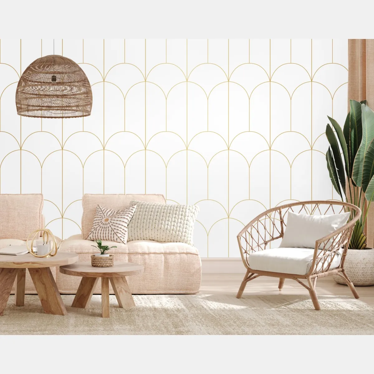 Fototapete goldenes art deco bogenmuster – Wallnifity®