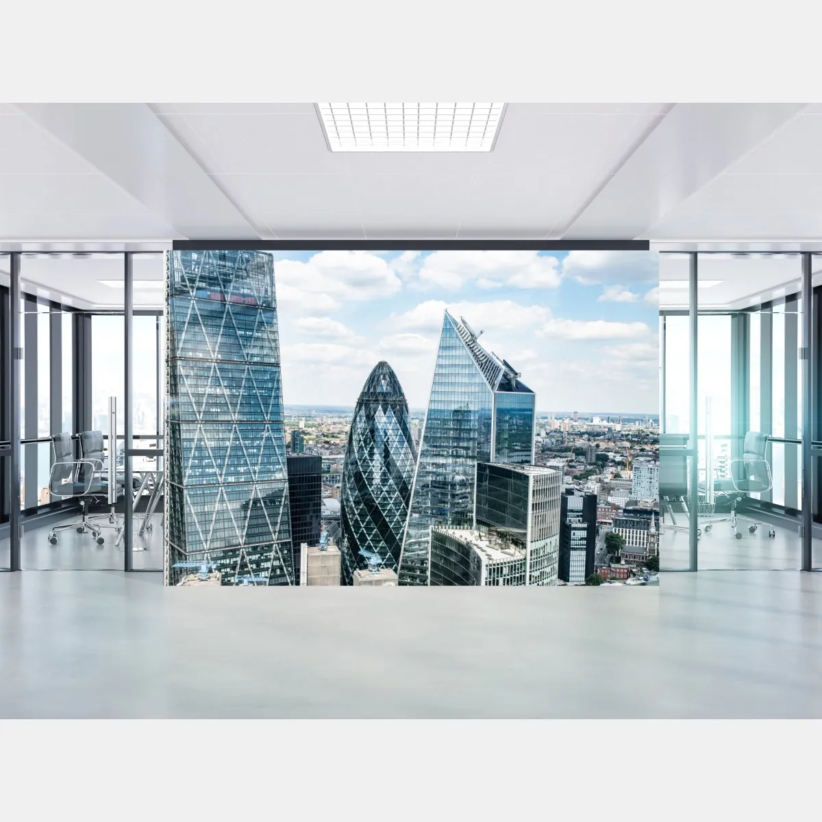 Fototapete moderne London skyline mit gläsernen wolkenkratzern – Wallnifity®