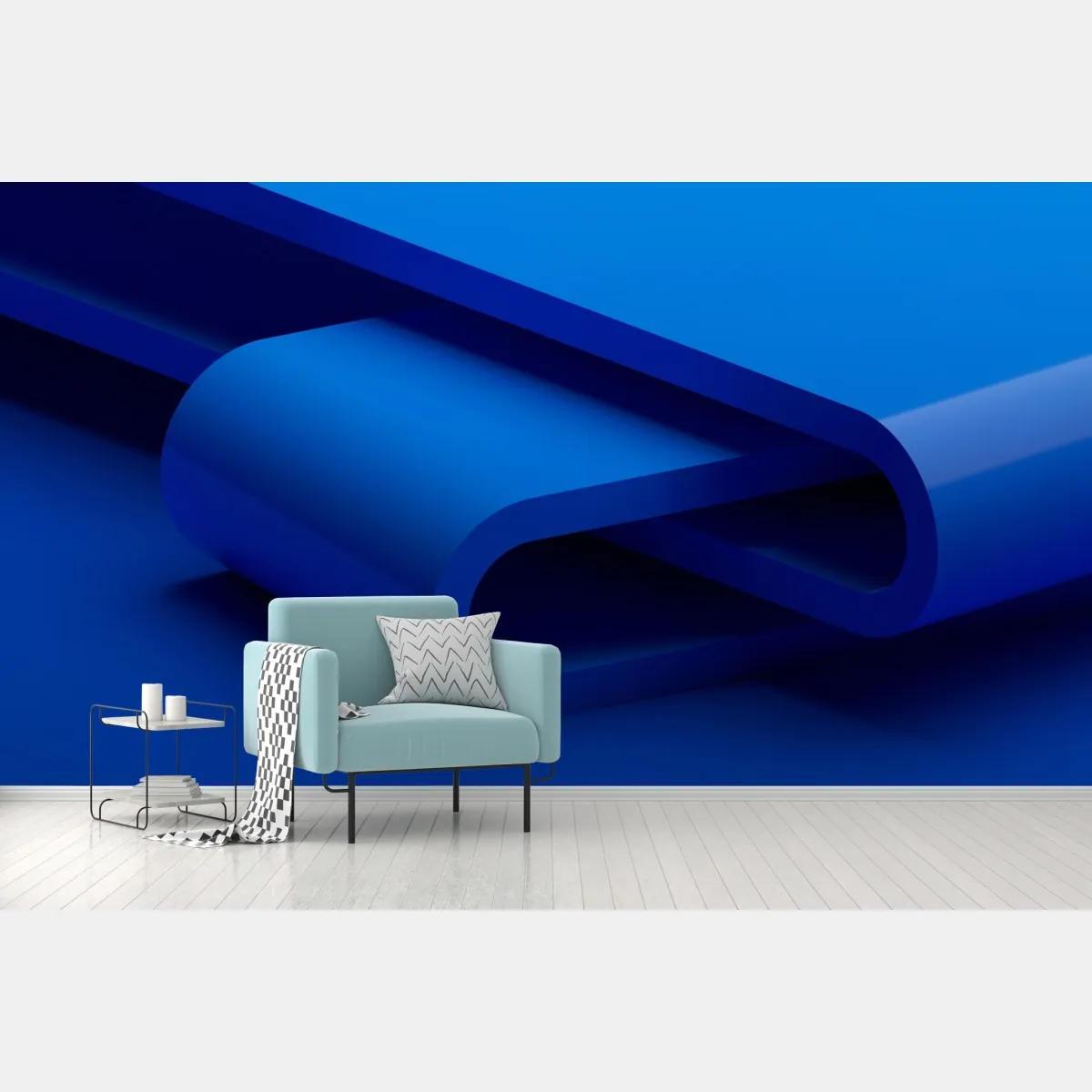 Fototapete minimalistische blaue geometrische schleife – Wallnifity®