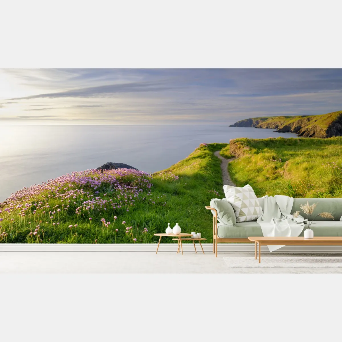Fototapete Ceibwr Bay küstenpfad bei dämmerung – Wallnifity®