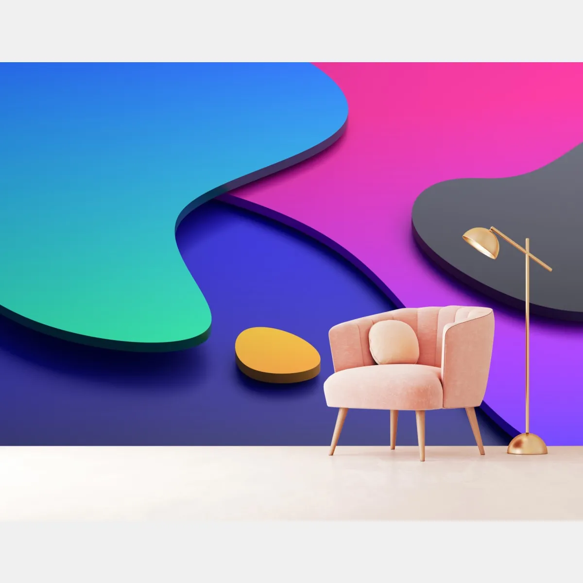Fototapete lebhafte abstrakte 3d-kurven – Wallnifity®