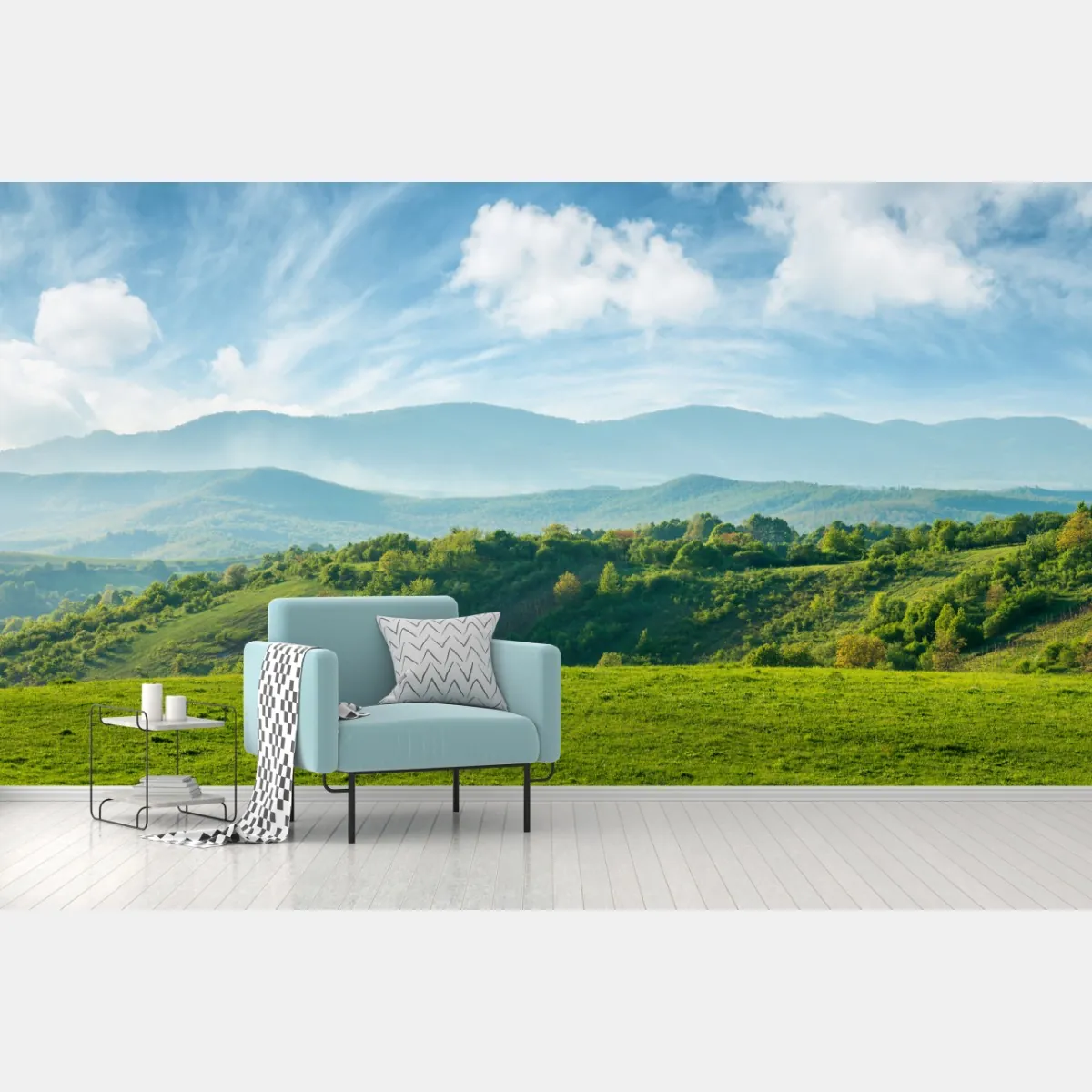 Fototapete frühlingspanorama rumänische berge – Wallnifity®