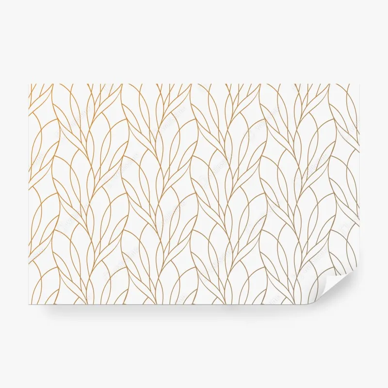 Wall mural golden leaf pattern on white background