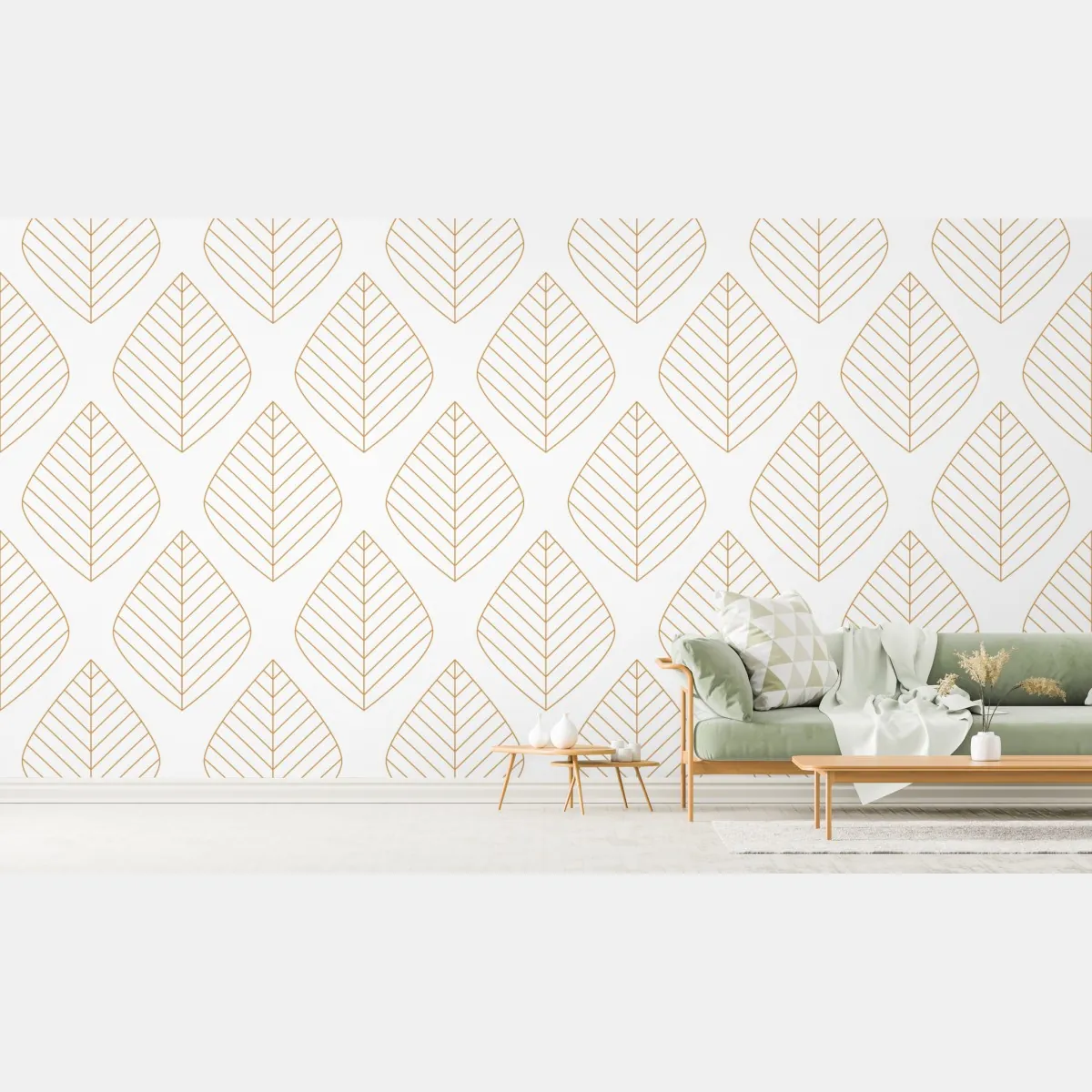 Fototapete elegantes goldenes geometrisches blattmuster – Wallnifity®