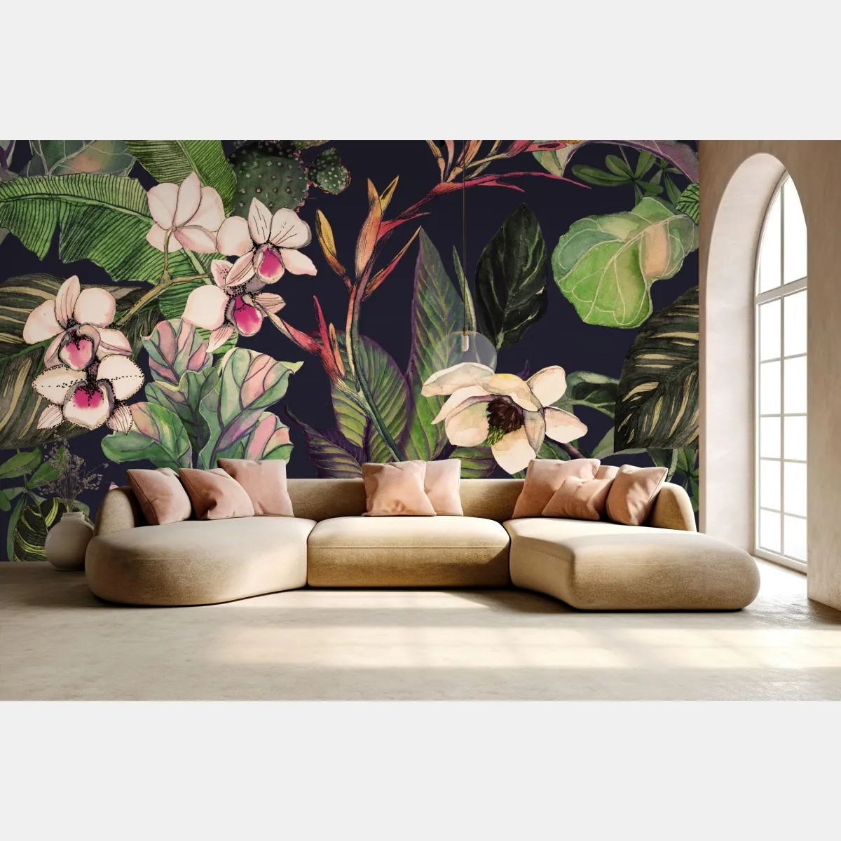 Fototapete tropisches aquarell botanikmuster – Wallnifity®