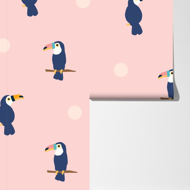 Fototapete verspieltes tukanmuster auf pastellrosa – Wallnifity® Fototapete verspieltes tukanmuster auf pastellrosa – Wallnifity®