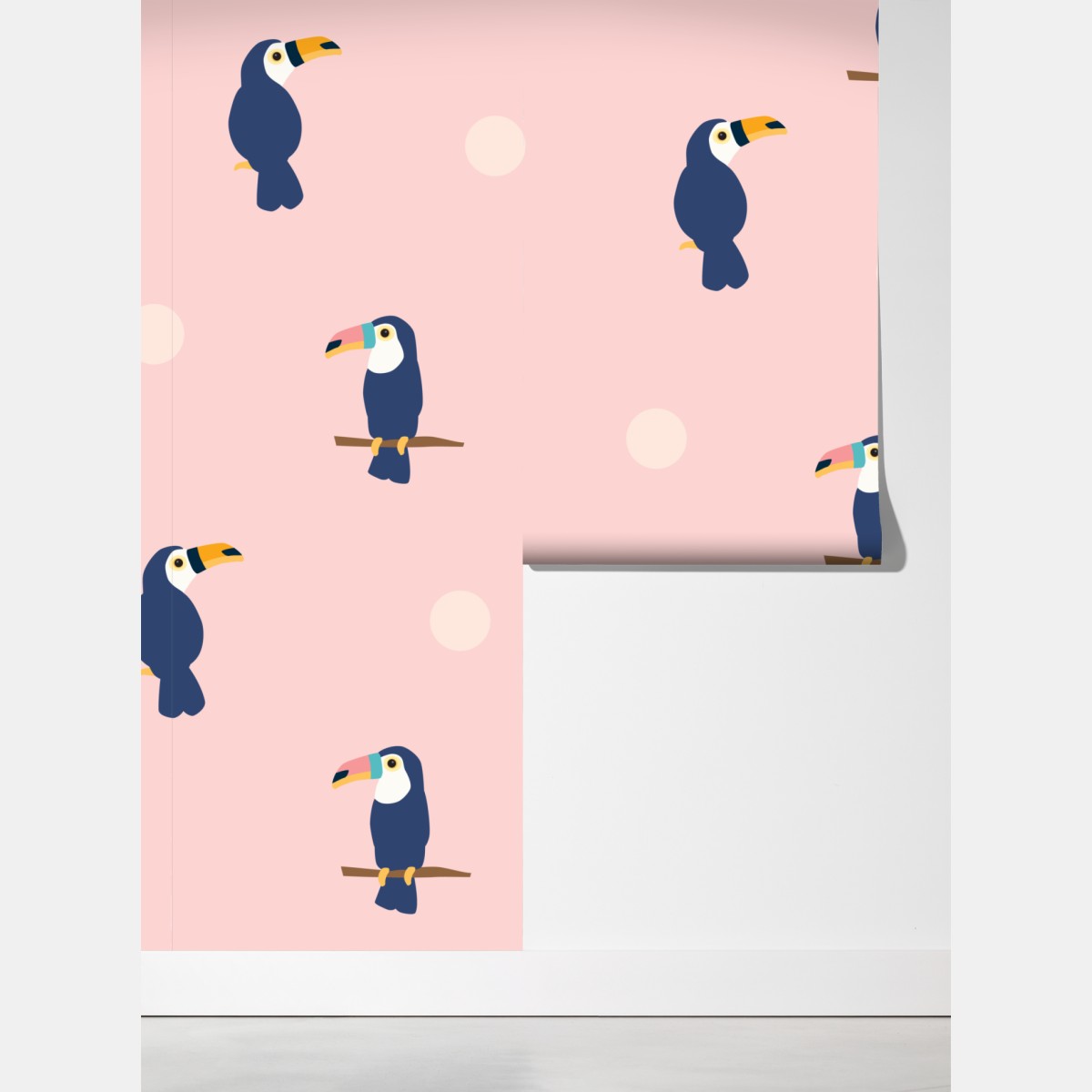Fototapete verspieltes tukanmuster auf pastellrosa – Wallnifity® Fototapete verspieltes tukanmuster auf pastellrosa – Wallnifity®