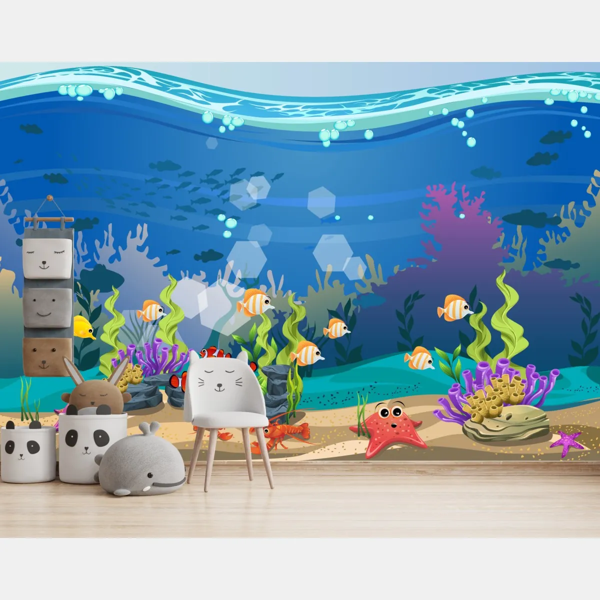 Fototapete verspielte unterwasserwelt mit korallenriff – Wallnifity®