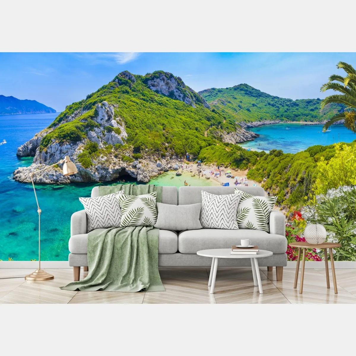 Fototapete Porto Timoni panoramischer strand, Korfu – Wallnifity®