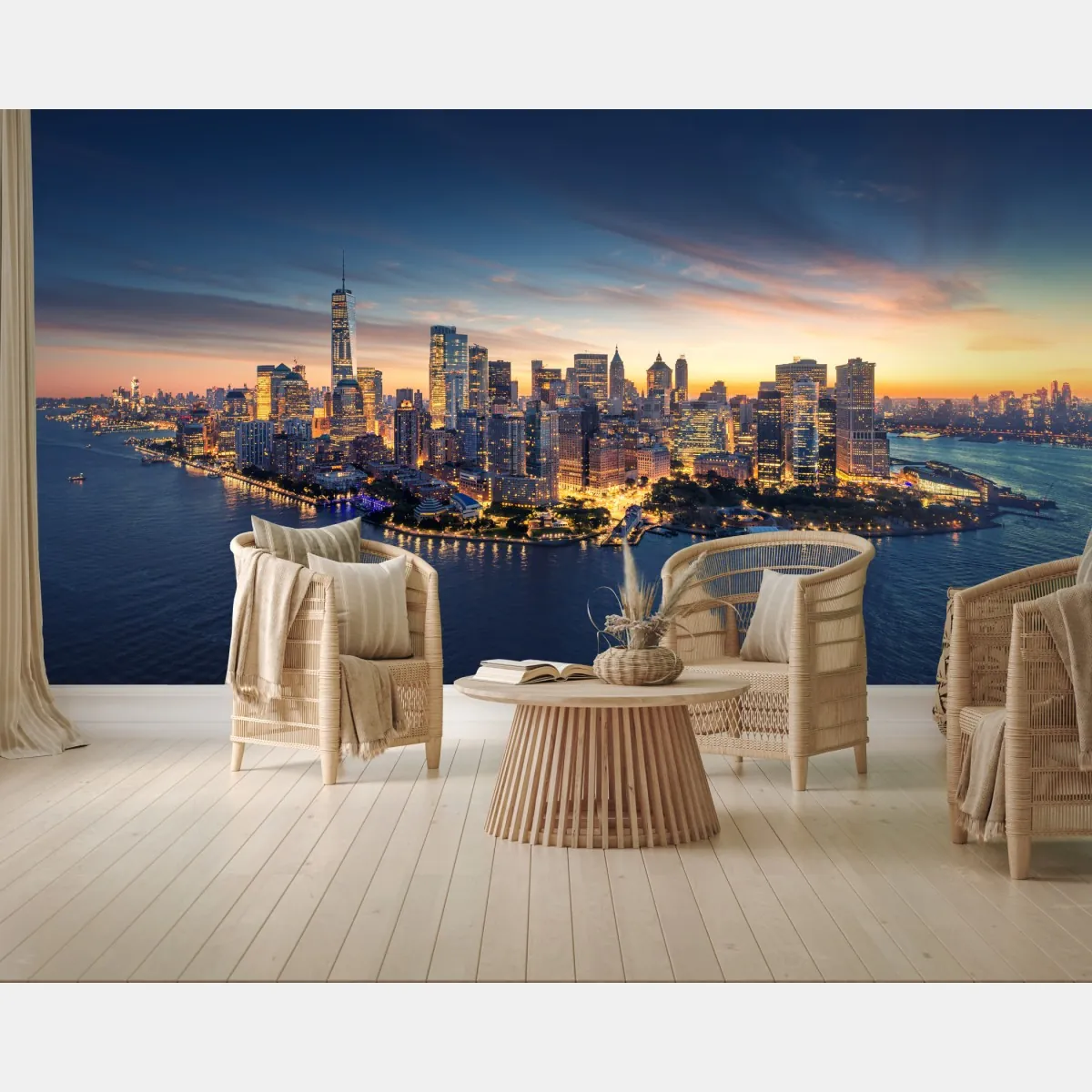 Fototapete Manhattan panorama bei sonnenaufgang – Wallnifity®