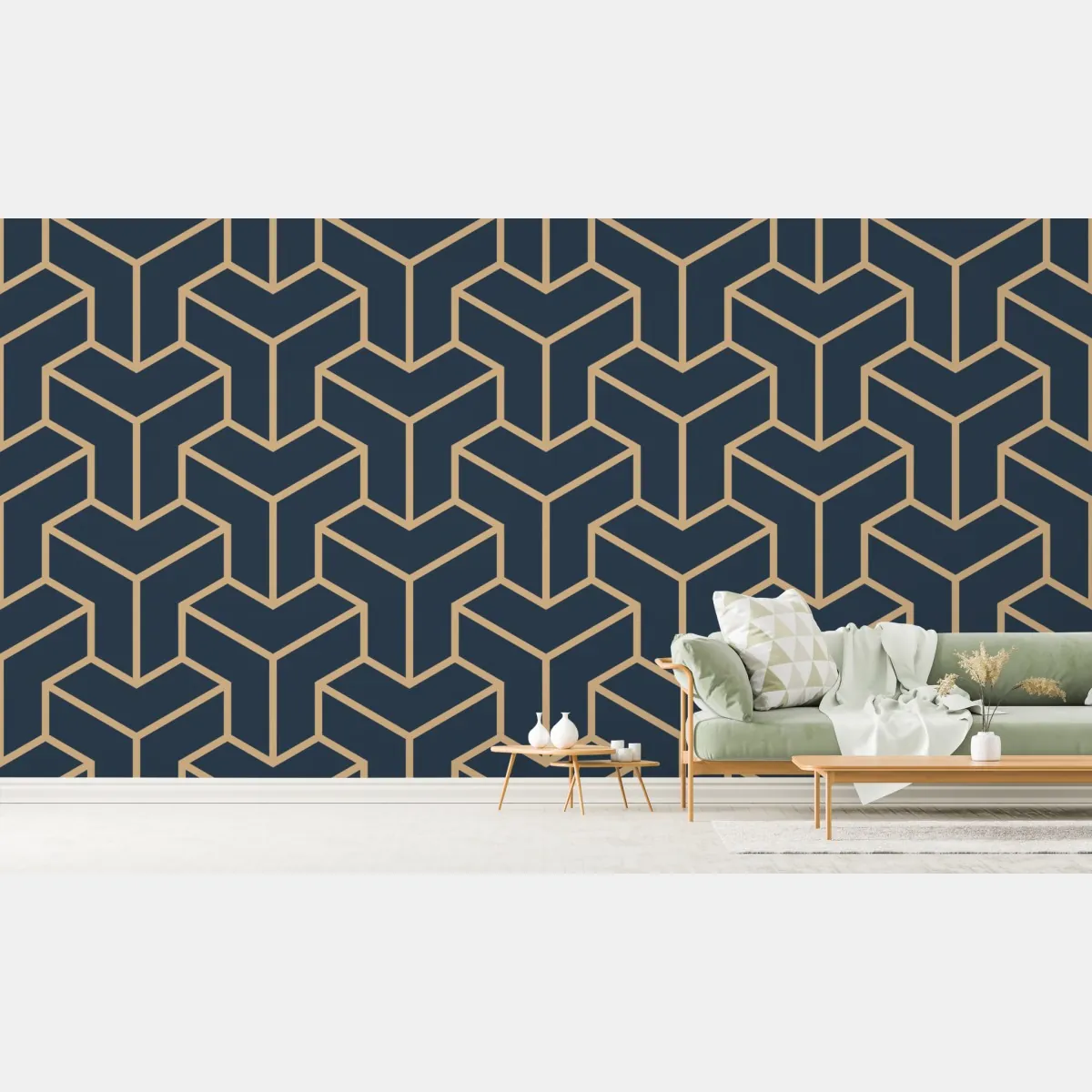 Fototapete marineblaues geometrisches würfelmuster – Wallnifity® Fototapete marineblaues geometrisches würfelmuster – Wallnifity®