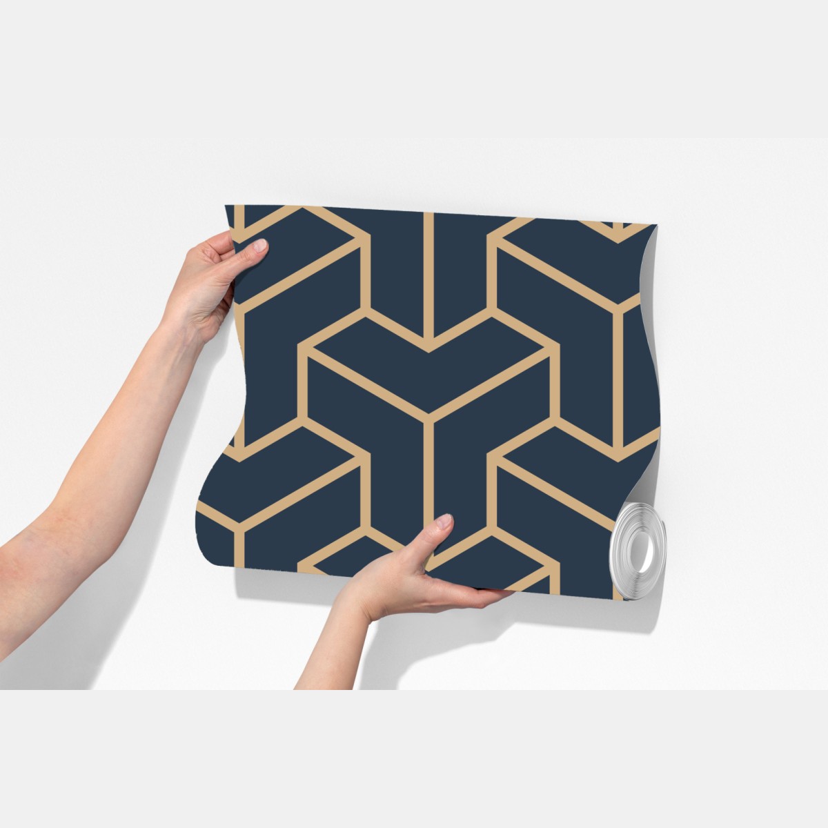 Fototapete marineblaues geometrisches würfelmuster – Wallnifity® Fototapete marineblaues geometrisches würfelmuster – Wallnifity®