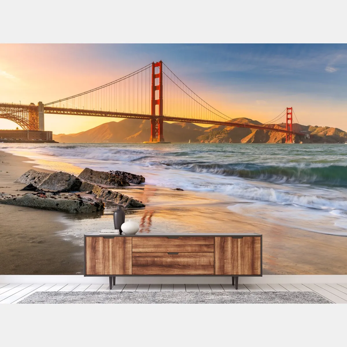 Fototapete sonnenuntergang an der Golden Gate Bridge – Wallnifity®