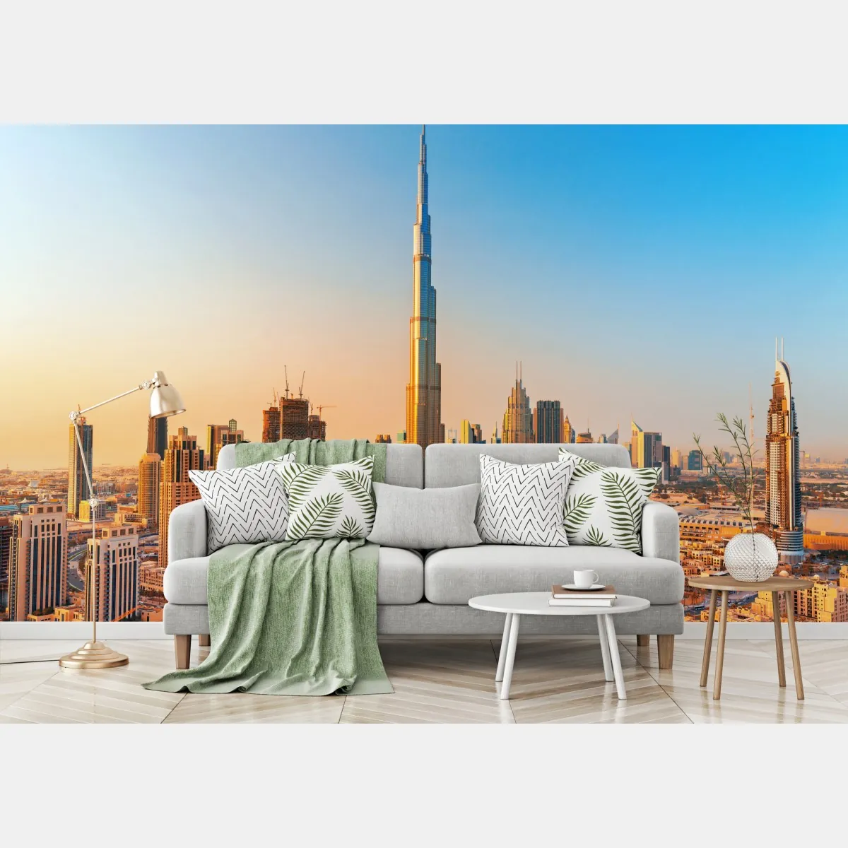 Fototapete Dubai skyline in der goldenen stunde – Wallnifity®