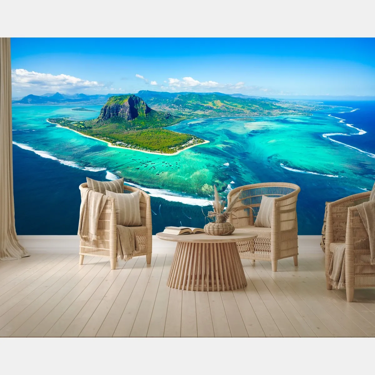 Fototapete Le Morne panorama der türkislagune – Wallnifity®
