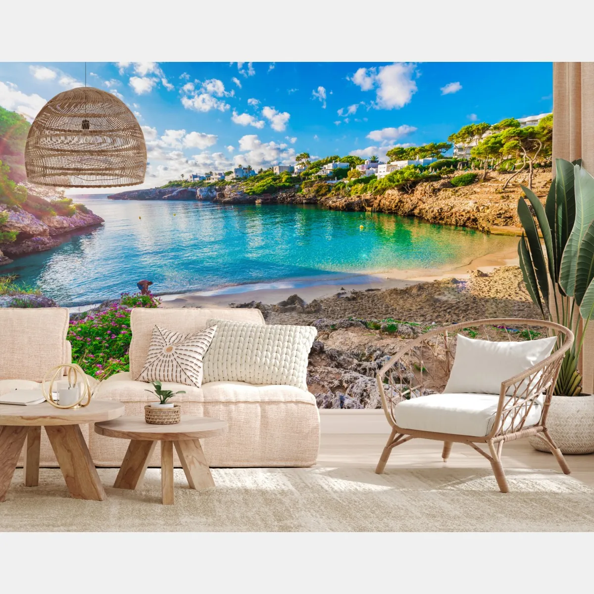 Fototapete sonnige Cala Esmeralda türkisbucht – Wallnifity®