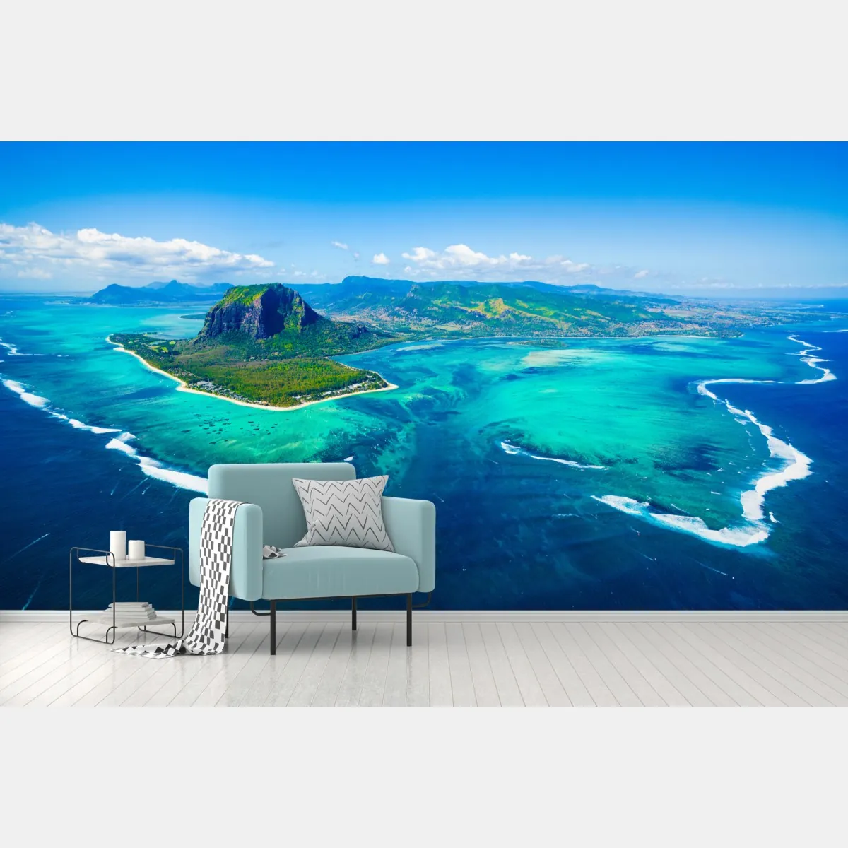 Fototapete panorama Le Morne über der lagune von Mauritius – Wallnifity®