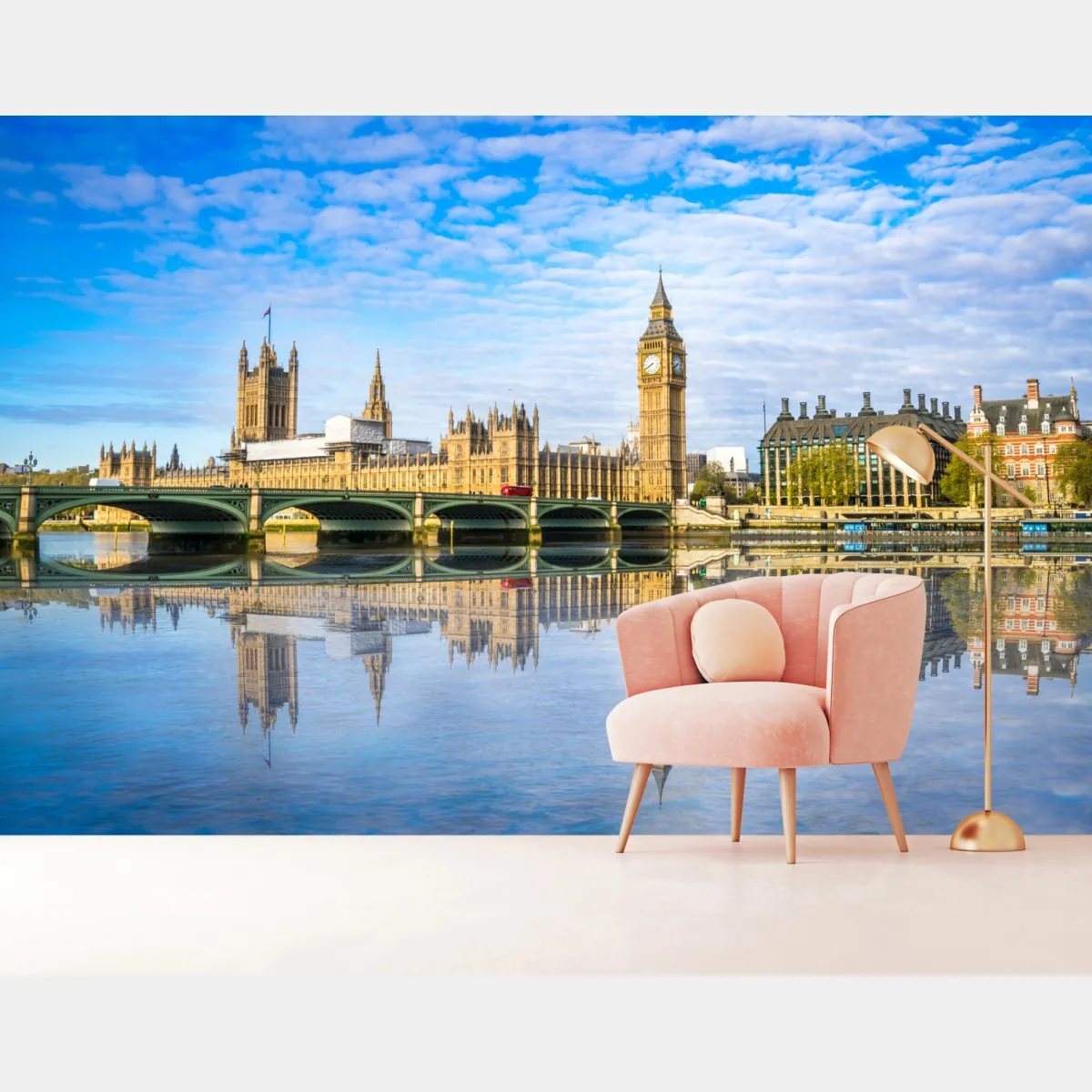 Fototapete London skyline mit spiegelung auf dem fluss – Wallnifity®