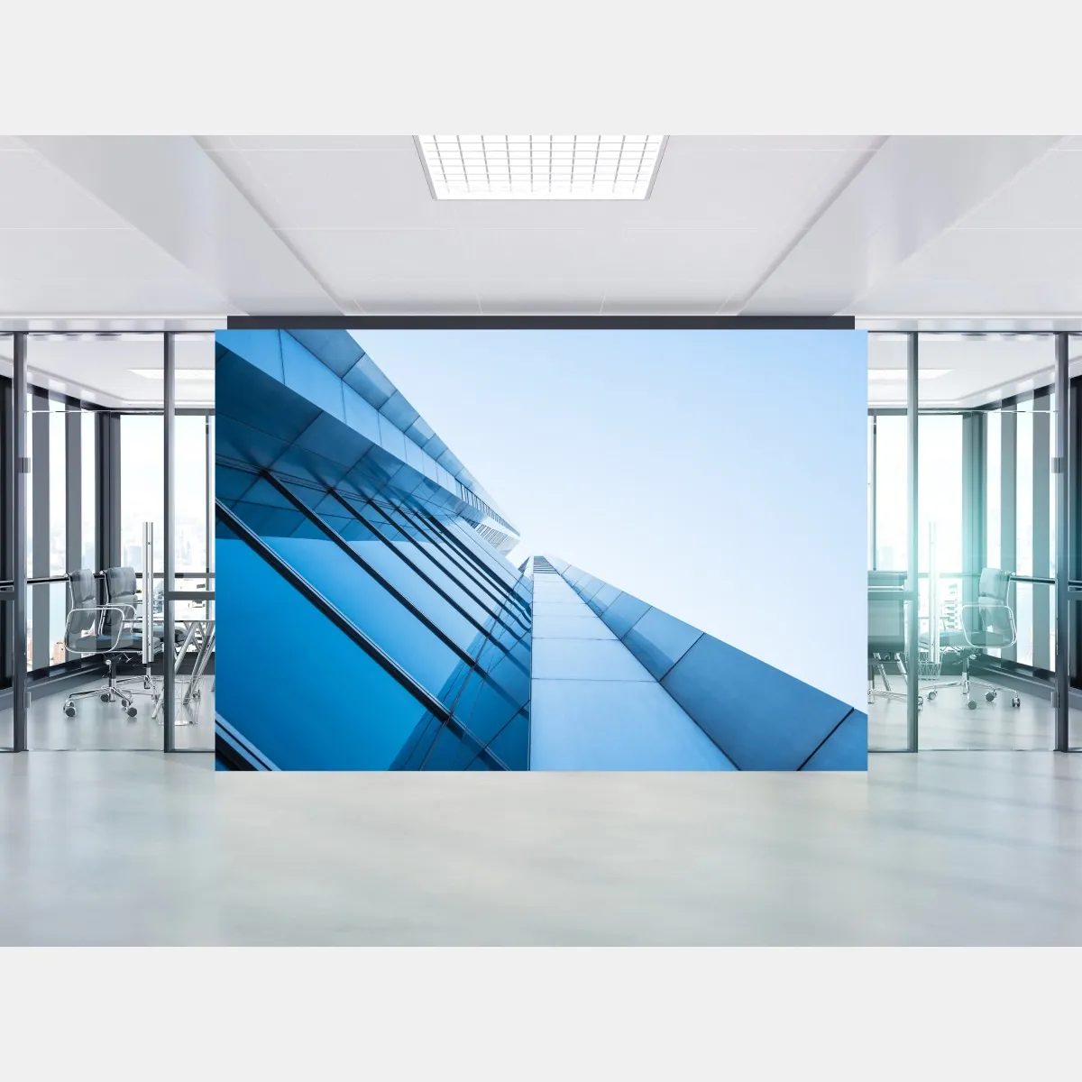 Fototapete moderne blaue glasfassade – Wallnifity®