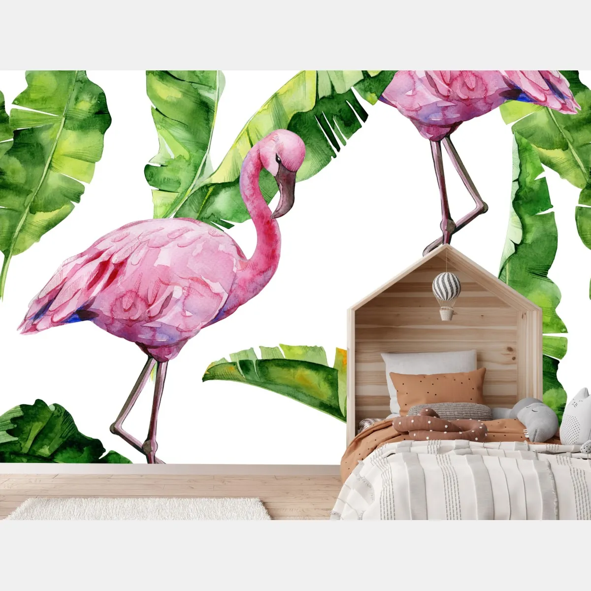 Fototapete rosa flamingo aquarellmuster – Wallnifity®