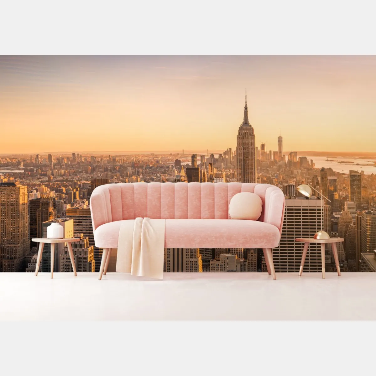 Fototapete goldener sonnenuntergang über der skyline von New York – Wallnifity®