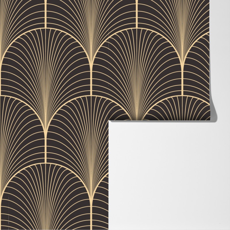 Fototapete art deco goldenes fächermuster – Wallnifity® Fototapete art deco goldenes fächermuster – Wallnifity®