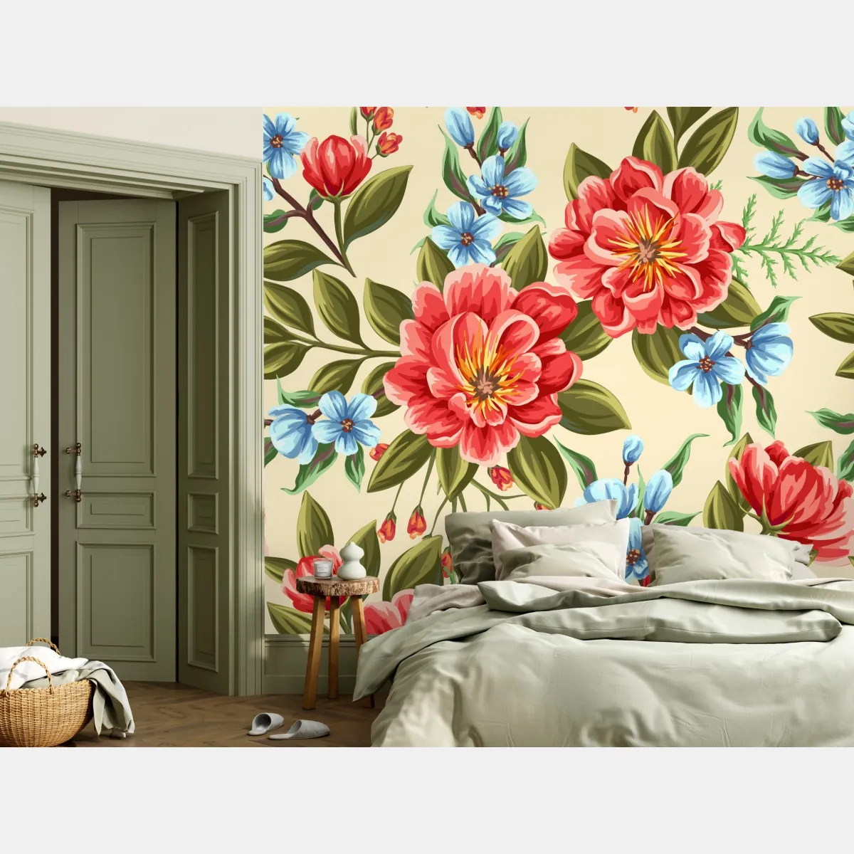 Fototapete lebhaftes aquarell blumenmuster – Wallnifity®