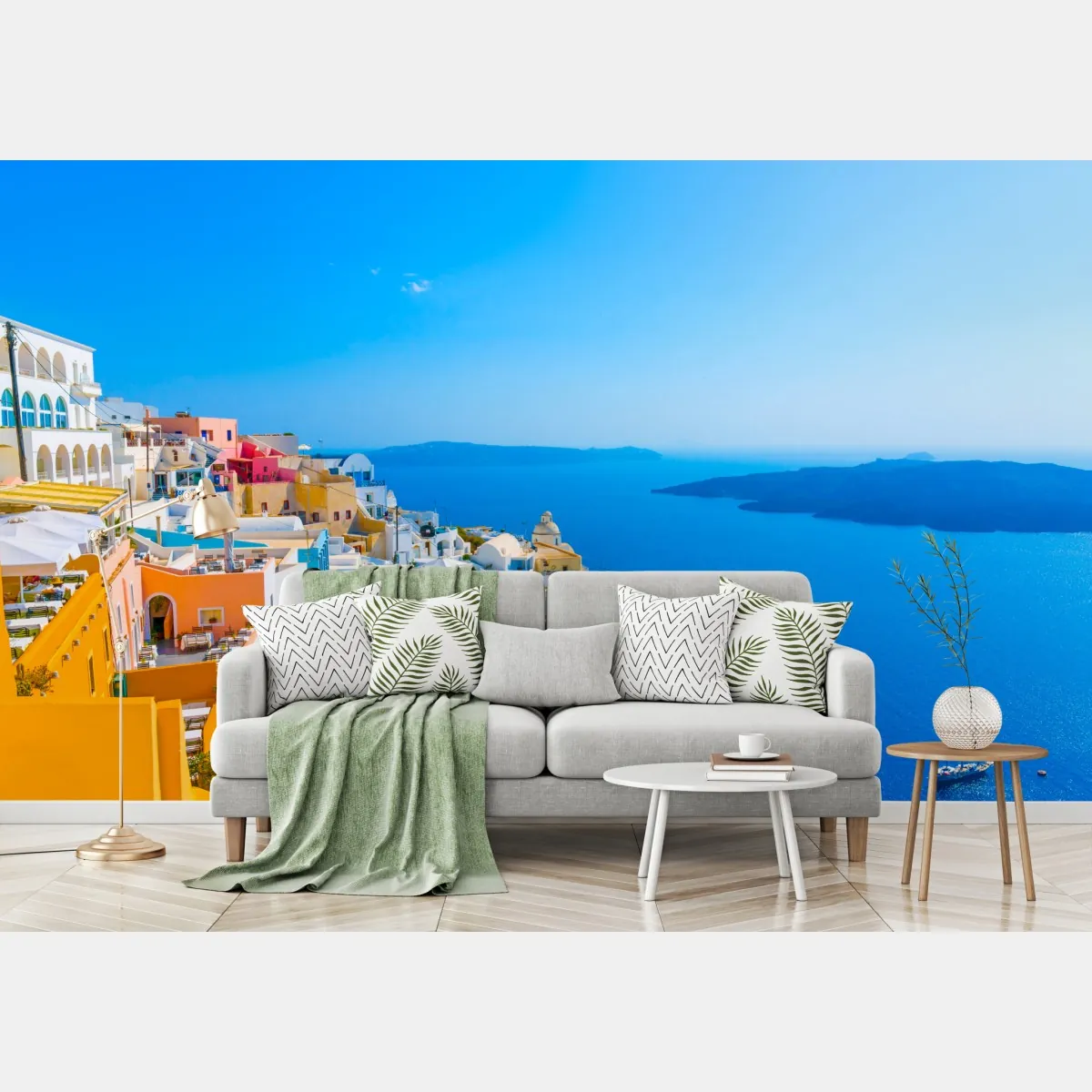Fototapete sonnige ansicht der caldera von Santorini – Wallnifity®