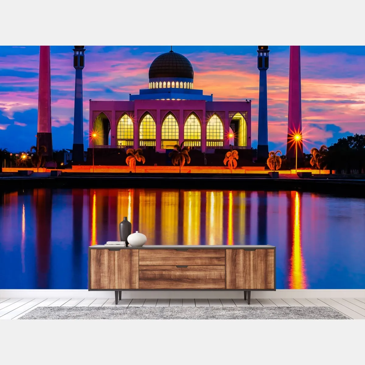 Fototapete sonnenuntergang an der moschee in Songkhla – Wallnifity®