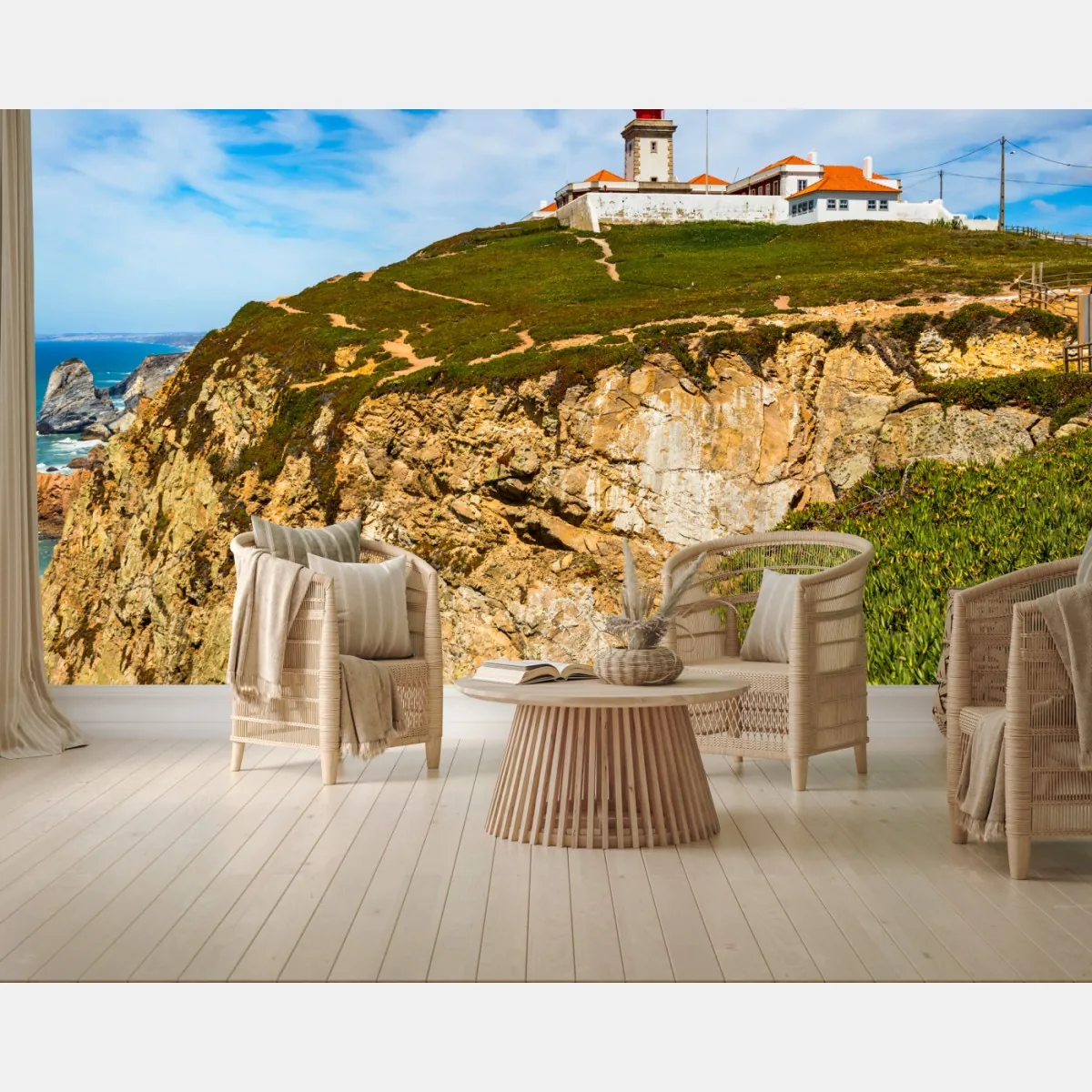 Fototapete leuchtturm auf den klippen von Cabo da Roca – Wallnifity®
