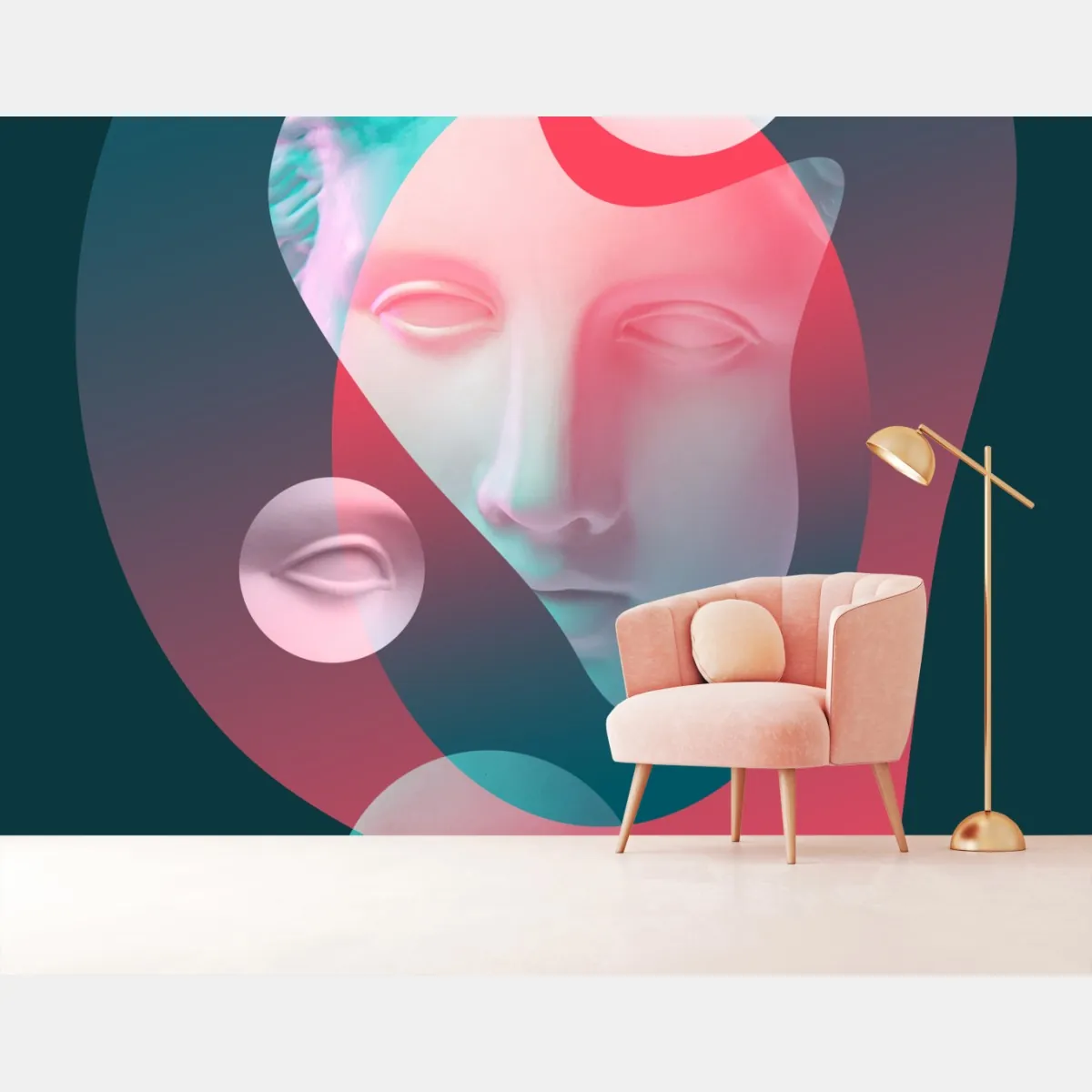 Fototapete surreales klassisches gesicht im duoton – Wallnifity®
