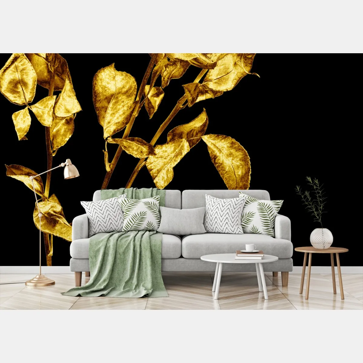 Fototapete goldene rosen vor schwarzem hintergrund – Wallnifity®