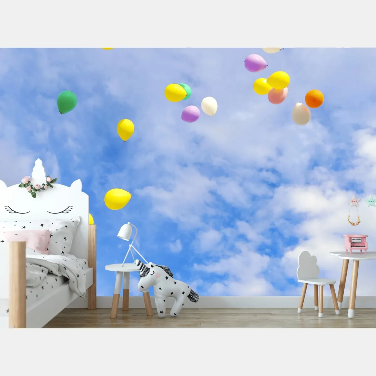 Fototapete bunte luftballons steigen in den himmel – Wallnifity®