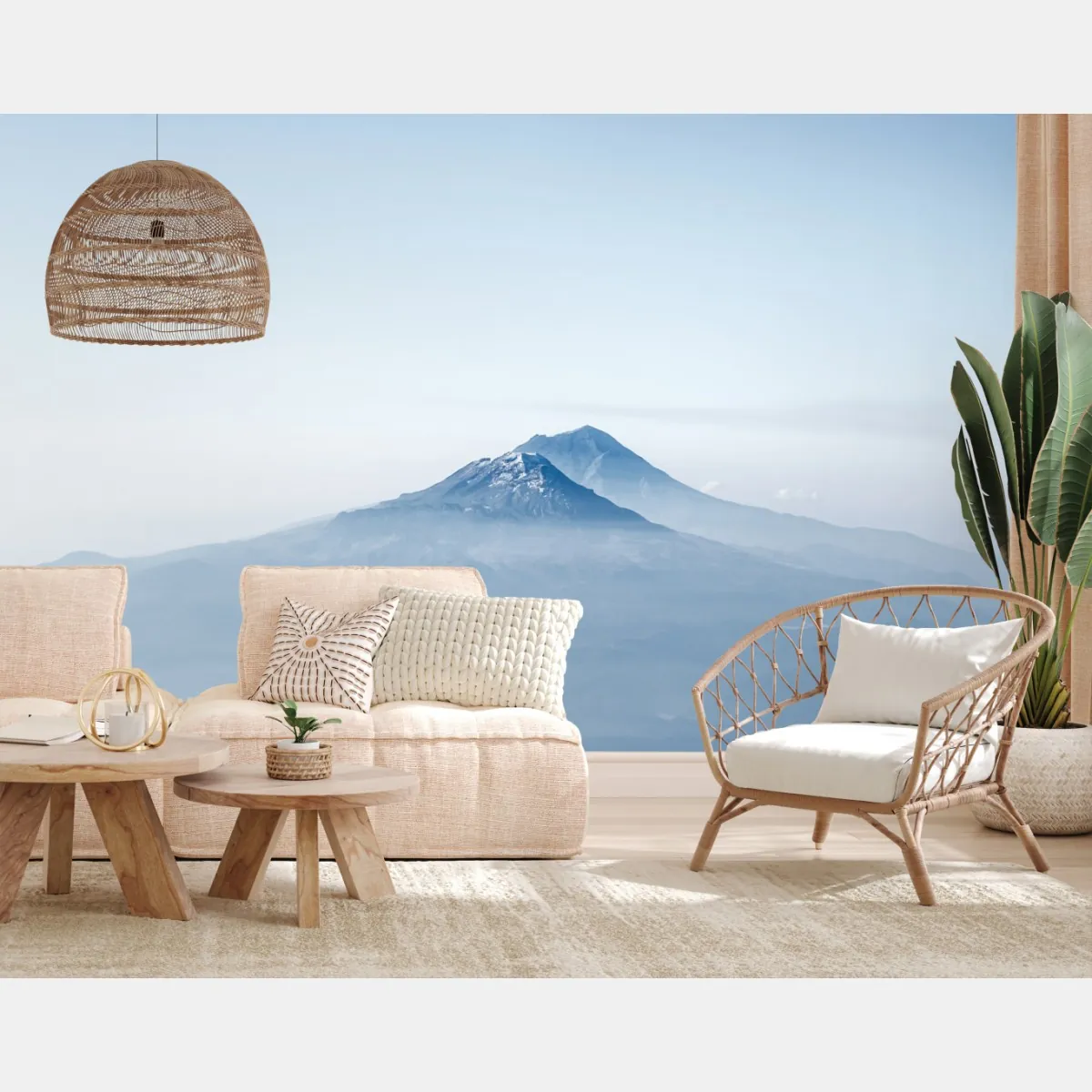 Fototapete neblige blaue berggipfel – Wallnifity®