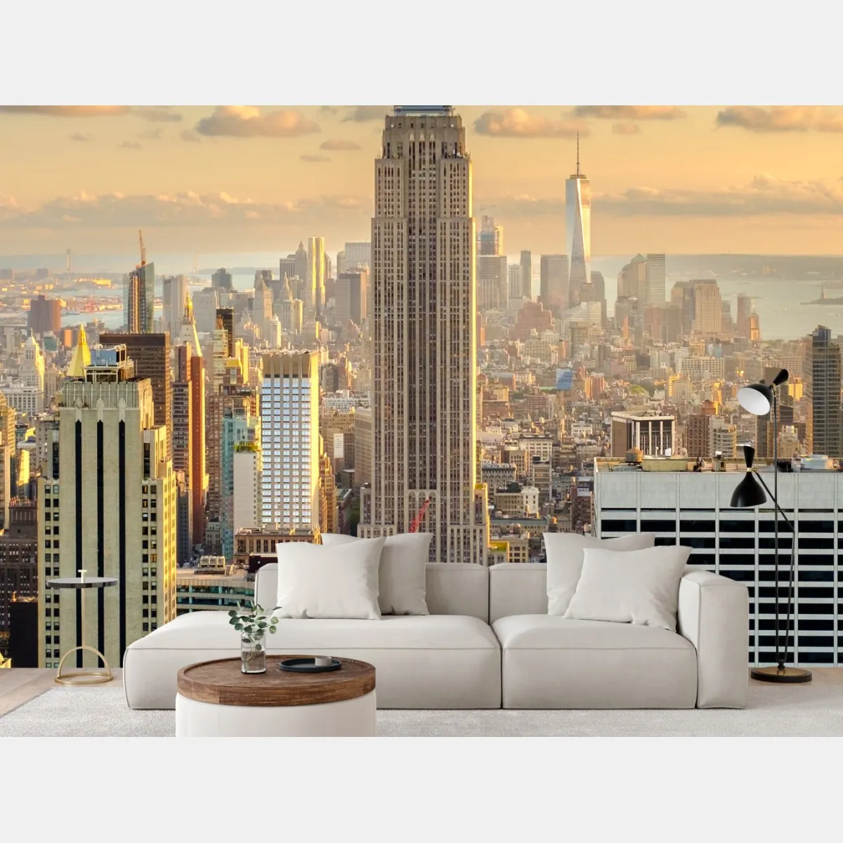 Fototapete New York skyline bei sonnenuntergang – Wallnifity®