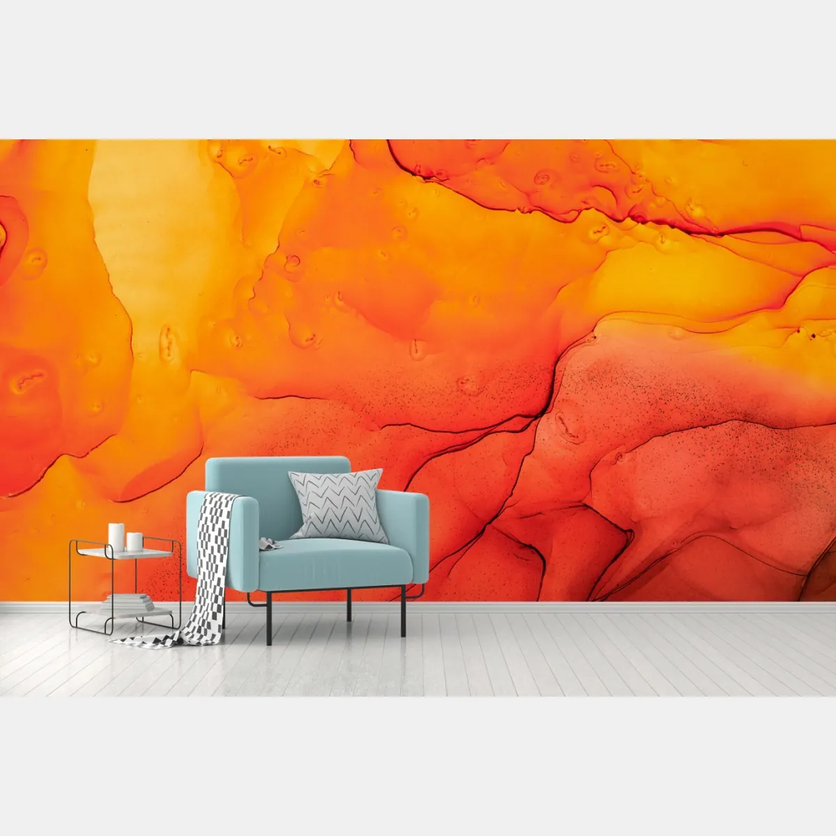 Fototapete lebendige orange abstrakte alkoholkunst – Wallnifity®