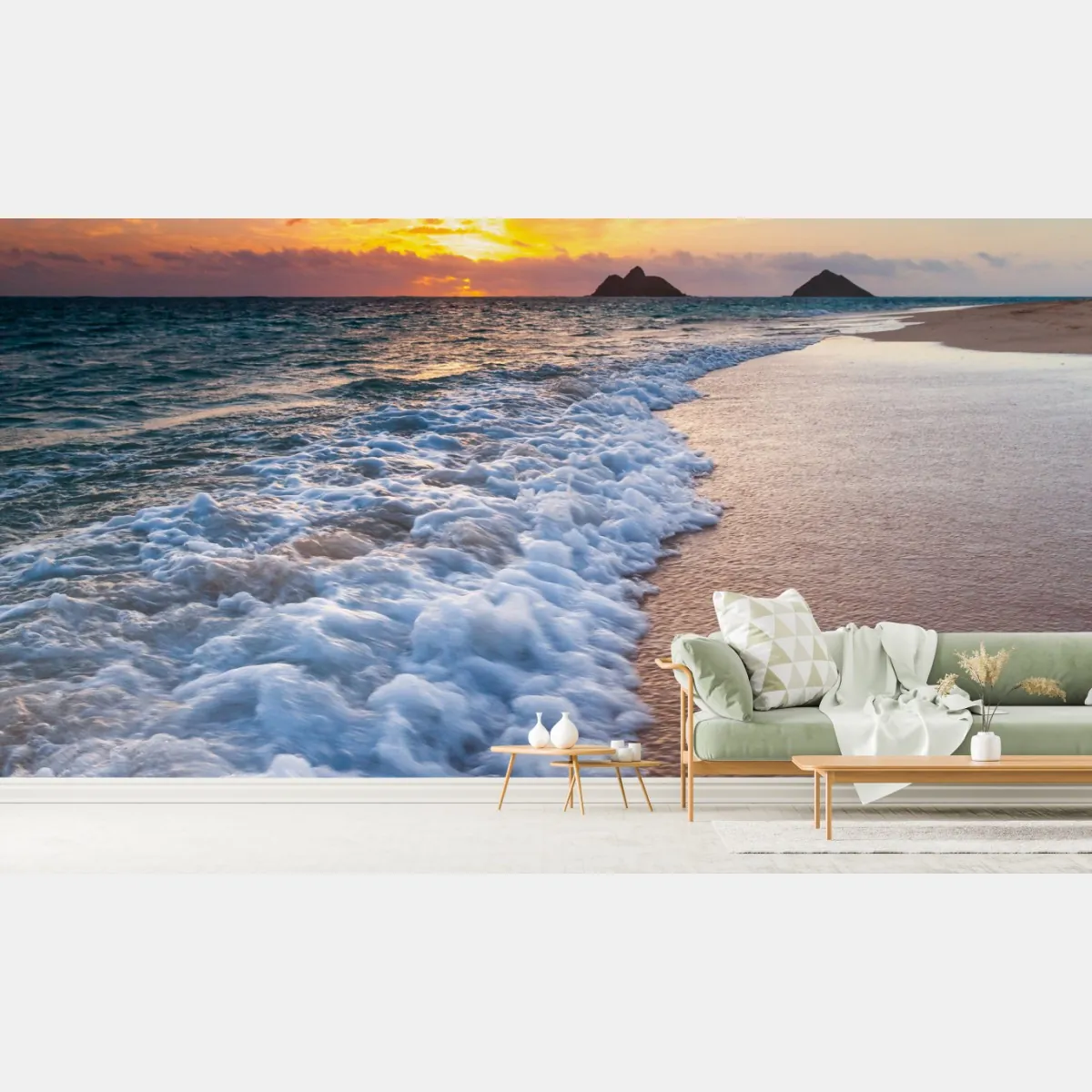 Fototapete ruhiger sonnenaufgang am meeresufer – Wallnifity®