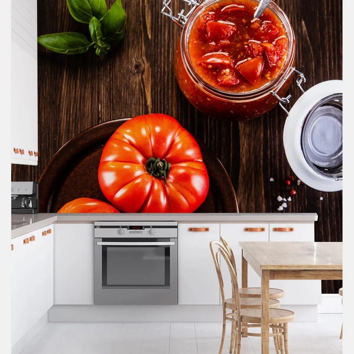 Fototapete frische tomaten und hausgemachte tomatensauce – Wallnifity®