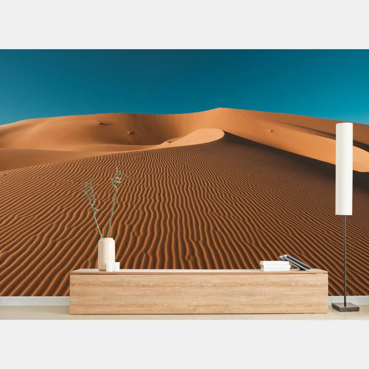 Fototapete goldene sanddünen unter tiefblauem himmel – Wallnifity®