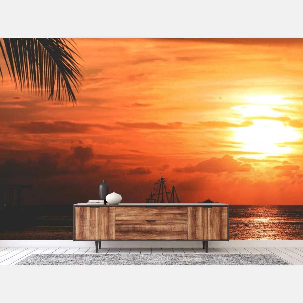 Fototapete tropischer sonnenuntergang am meer – Wallnifity®