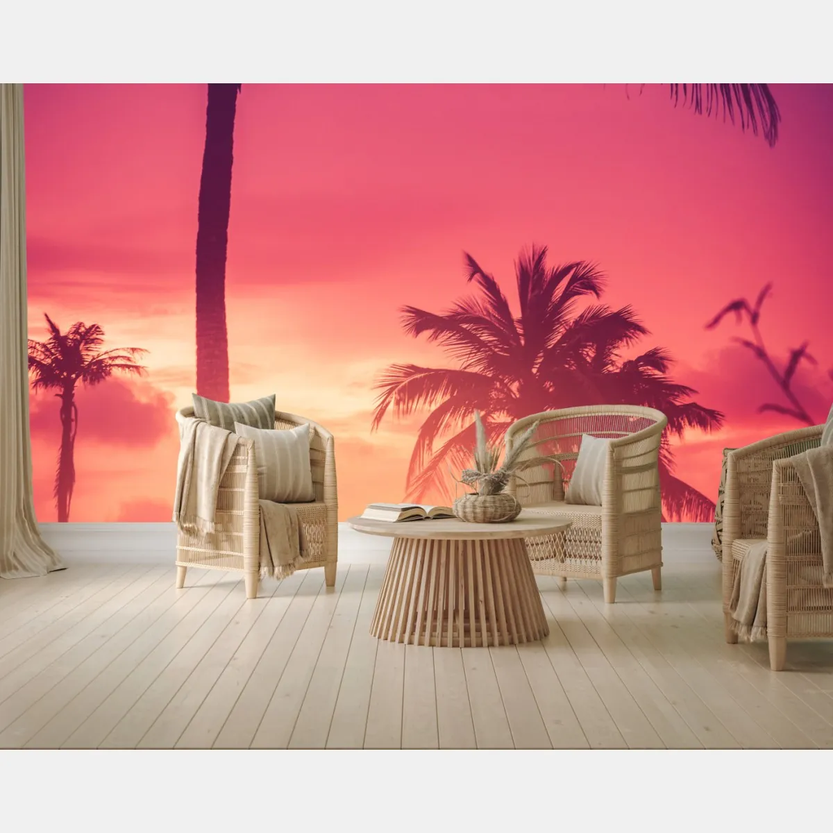 Fototapete tropischer sonnenuntergang mit palmen – Wallnifity®
