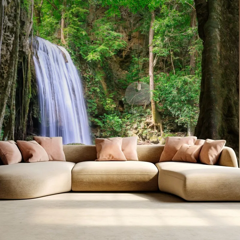 Wall mural serene waterfall at Erawan National Park