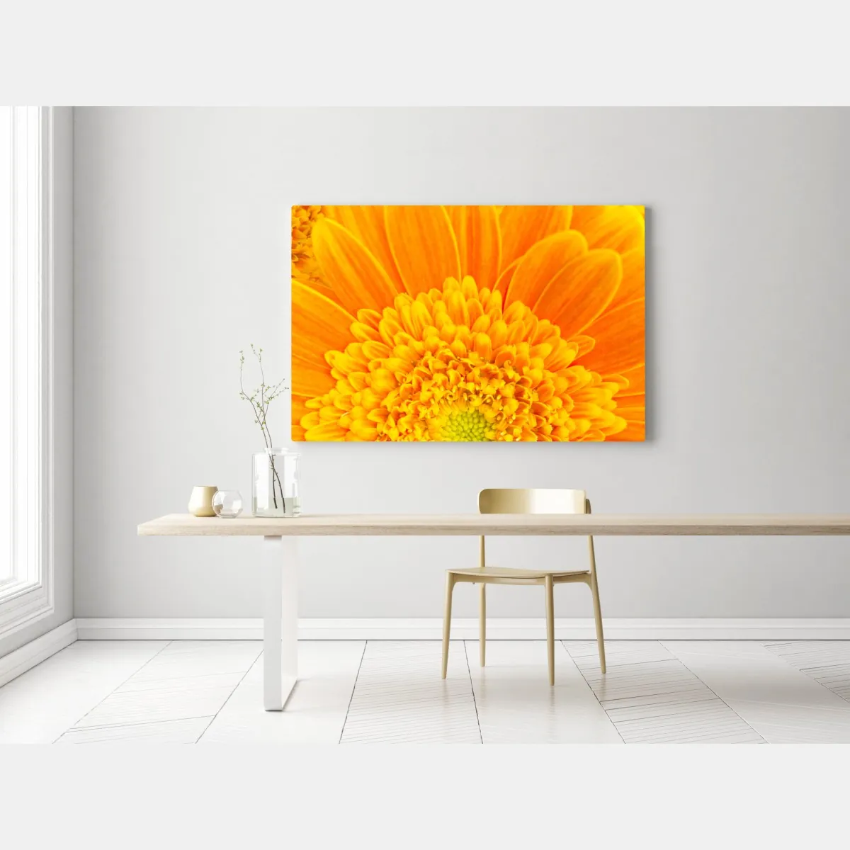 Leinwandbild intensive orange gerbera nahaufnahme – Wallnifity® Leinwandbild intensive orange gerbera nahaufnahme – Wallnifity®